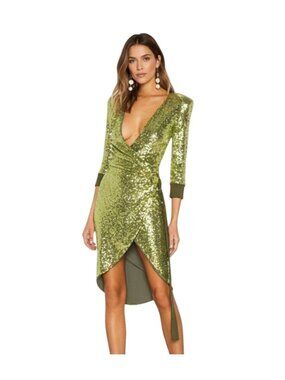 Zhivago When The Sun Went Down Dress Green Sequin Dress- Size XS